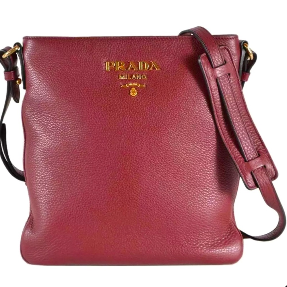 Prada Daino Flat Red Leather Cross Body Bag, Brand New